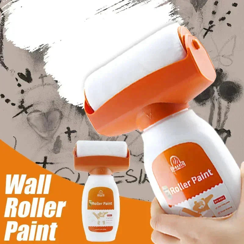 Handheld wall paint roller tool with orange and white design for easy home painting projects