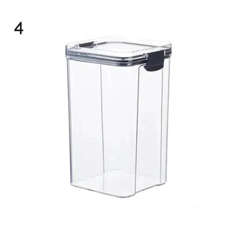 Clear plastic food storage container with airtight lid for kitchen organization